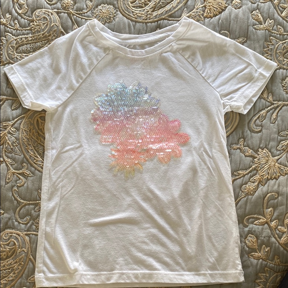 Kids White Sequin T-Shirt